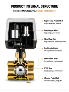 DC12V DC24V Motorized Ball Valve DN20 PN16 Brass 2 Way Low Voltage Electric Water High Temperature OEM YYZK-F21B