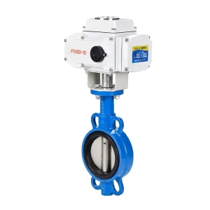 DC24V AC220V 4 20ma Water Flow Control Cast Iron Wafer 8 Inch Electric butterfly Valve