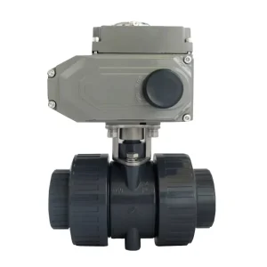 DC24V Double Union DN80 DN100 2 Way PVC Motorized Plastic Electric Ball Valve