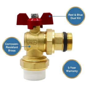 DD1015 Manual Brass Angle Ball Valve Kit OEM PTFE Sealing 1 Inch Red Blue 16 Bar