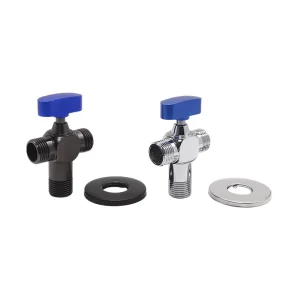DD4015 Double Outlet Angle Ball Valve with Rosette Nickel Finish BSP Connection Water Application