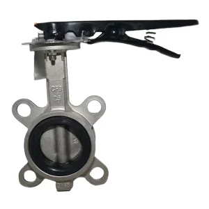 DF810 Stainless Steel Wafer Type Soft Sealing Center Lined Manual Butterfly Valve With Hand Lever