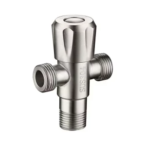 DIJIE 304 Stainless Steel Rustproof Two Way Bathroom Water Sanitary Valve 2 outlet Stainless Steel Angle Stop Valve Hydraulic