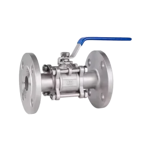 DIN 3PC Flanged Ball Valve Q41F-40P/R Solution Heat Treatment FRAS solid ball blowout-proof stem