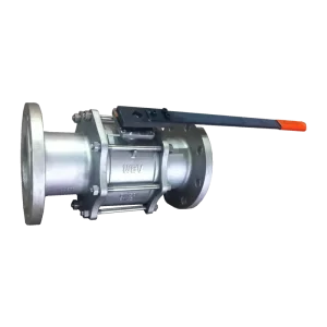 DIN 3PC High Platform Flanged Ball Valve Q41F 40P R Solution Heat Treatment FRAS solid ball blowout proof stem