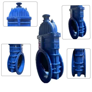 DIN3352 F4 Stem Steel Wheel GGG50 Operated Wedge DN1400 Resilient Seated Flanged PN16 Big Size Gate Valve for Oil Water Gas