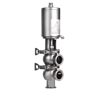DKV Sanitary Stainless Steel Pneumatic Clamped Reversing Valve Pneumatic Shut Off Valve Double Seat Diverter Valve