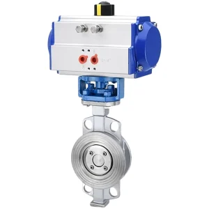 DN100 4 Inch Triple Offset butterfly Valve Wafer Type Stainless Steel SS304 Body Butterfly Valve with Pneumatic Actuator