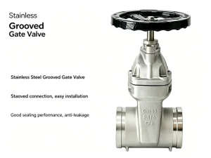 DN100 4″ SS304 Stainless Steel Grooved Gate Valve Resilient Seated Non-rising Stem NRS Soft Seal Sluice Valve for Water System