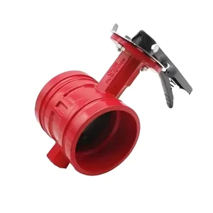 DN125 Ductile Iron Red Grooved Butterfly Valve PN16 Suitable for Oil Gas and Water