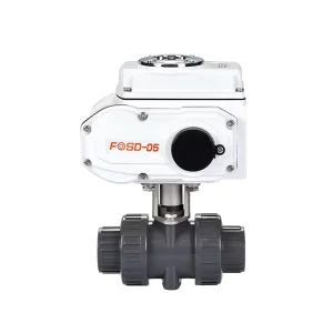DN15 1 2 Inch 2 Way Electric UPVC Ball Valve Full Port DC24V On Off Electric Rotary Actuator PVC Double Union Ball Valve