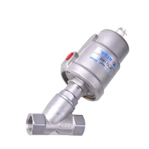 DN15 304 Stainless Steel Pneumatic Threaded Angle Seat Valve High Temperature for Neutral Gases and Air