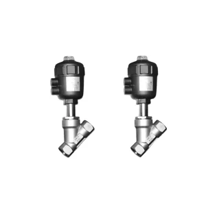 DN15 CF8 304 Threaded BSP Pneumatic Angle Seat Valve with PTFE Seal and Double-Acting Actuator