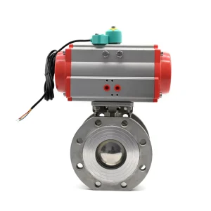 DN15 DN200 Pneumatic Ball Valve WCB SS304 SS316 Full Port Control Thin Ball Valve OEM Flanged Connection High