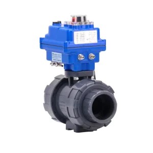 DN15-DN80 Electric Actuated Ball Valves Flanged/NPT Connection OEM 50mm Water Media High Temperature Resistant UPVC