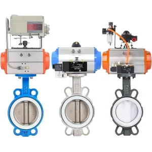 DN150 DN80 PN16 3 Inch PTFE Seat Wafer Type Pneumatic Butterfly Valve Control Actuator Double Acting Spring Return