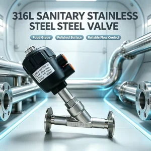 DN20 PN16 SS304 Food Pharmaceutical Grade Sanitary 45° Pneumatic Tri Clamp Water Control Angle Seat Valve SS316L Optional