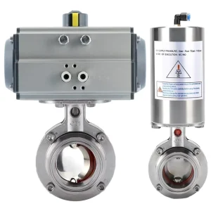 DN25 1-Inch Tri-Clamp Food Grade 304 Stainless Steel Pneumatic Actuated Sanitary Butterfly Valve
