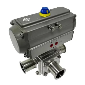 DN25 SS316L Sanitary Stainless Steel Pneumatic Actuator Non Retention Three Way L Port Ball Valve with Ferrule