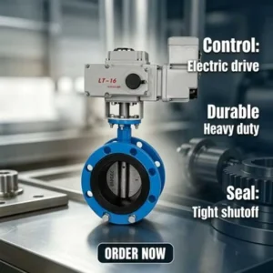 DN250 Double Flange Concentric Butterfly Valve with Worm Gear PN16 Ductile Cast Iron Electric Butterfly Valve