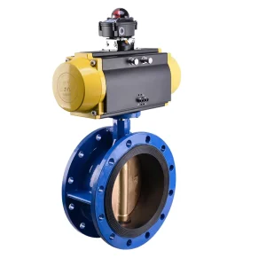 DN300 Rubber Sealing Flanged Triple Eccentric Pneumatic Butterfly Valve