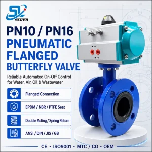 DN40 DN600 PN10 PN16 Ductile Iron Cast Iron EPDM Seat Soft Sealing Pneumatic Flanged Butterfly Valve for Water Treatment