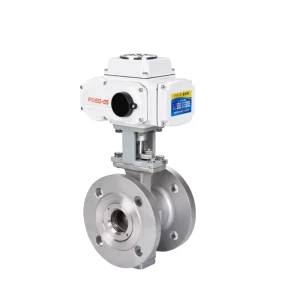 DN50-150 6 Inch High Pressure PN16 Stainless Steel Electric Ball Valve On/Off Type Ball V Type Double Flange Hard Seal
