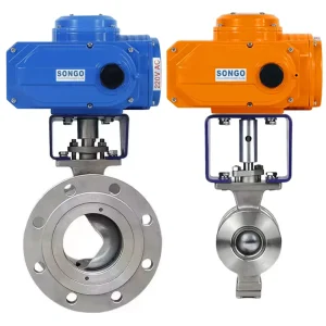 DN50 2-Inch 12V 24V SS304 Stainless Steel Electric Actuator V-Type Segment Flange Waterproof Motorized Ball Valve