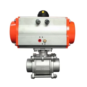 DN50 2 Inch 2 Way 3 PCS 1000 WOG 316 Stainless Steel Pneumatic Actuated Butt Weld Ball Valve