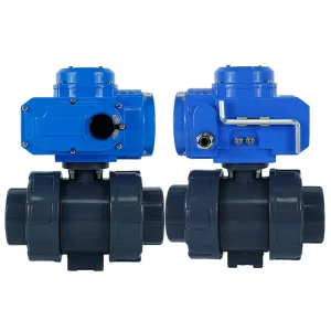 DN50 AC220C ON/OFF 16bar Actuator Motorized Electric UPVC Double Union Glue Solvent Socket Ball Valve 2″inch 50mm