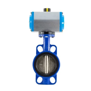 DN50 Wafer Connection 10 Inch Stainless Steel & Cast Iron Pneumatic Butterfly Valve for Water Medium Temperature