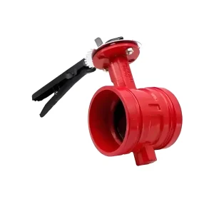 DN65 Ductile Iron Red Grooved Butterfly Valve PN16 Suitable for Oil Gas and Water