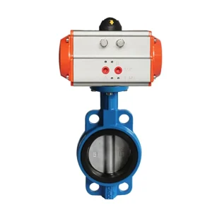 DN80 3 Inch PN16 EPDM Rubber Seat Wafer Type Cast Iron Double Acting Pneumatic Actuator Butterfly Valve