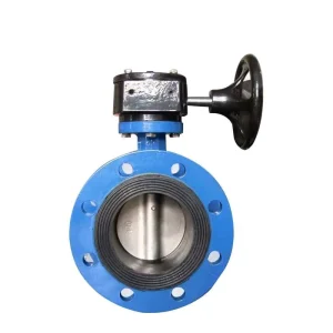 DN80 Water Oil Gas Gearbox Stainless Steel DI Double Flange Manual Butterfly Valve