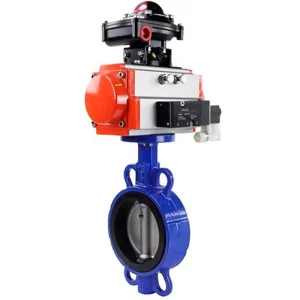 DNOVA Butterfly Valve Cast Iron QT450 Compact Flanged 16 Bar Pneumatic WBV1632E 2W Fb H 5