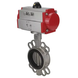 DNOVA Butterfly Valve Stainless Steel AISI 304 Compact Flanged 16 Bar Pneumatic WBV3131V 2W Fb H