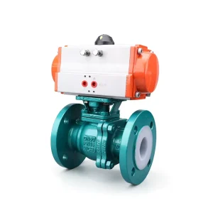 DQ Corrosion Resistant PTFE Pcs Ball Valve with Double Action Pneumatic Actuator Pneumatic fluorine lined flange ball valve