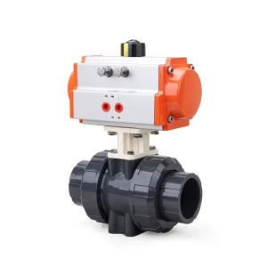 DQ Industrial PVC Pneumatic Ball Valve Quick Opening Anti Corrosion heatproof PPH Pneumatic plastic ball valve