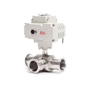 DQ Way T Type Fast Install Tri Clamp Electric Hygienic Sanitary Ball Valve With Actuator Electric quick installation ball valve