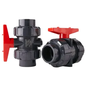 Dark Grey PVC Double True Union Ball Valve DN65 Hydraulic OEM ISO9001 Certified ANSI Standard Water EPDM Manual