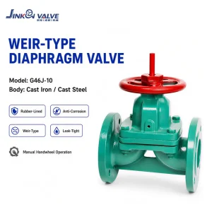 Diaphragm Valve G46J Manual Rubber Lined Weir Type Cast Iron Flange Valve for Corrosive Chemical Media
