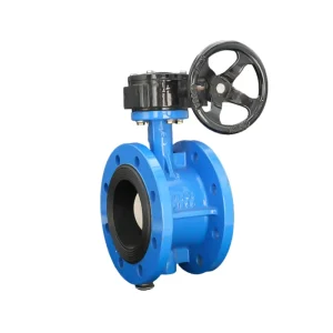 Dn50 Dn1200 High Temperature Water Industry Ductile Iron Manual Worm Gear Soft Seal Double Flange End Butterfly Valve