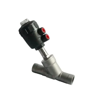 Double Acting Stainless Steel Air Water Steam 2/2 Way Piston Operated Pneumatic Angle Seat Valve