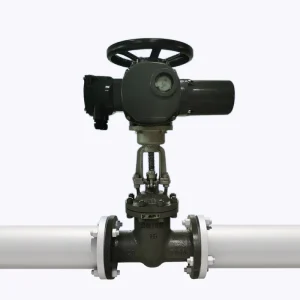 Double Flange On off Type Electric 4 Inch Gate Valve Carbon Steel 150LB 300LB 380V DN100 Multi turn Motorized Electric Actuator