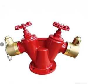 Double Outlet Fire Hydrant 2 Way Cast Iron Fire Fighting Angle Valve Flanged Base for High Rise Buildings Anti Foaming Agent