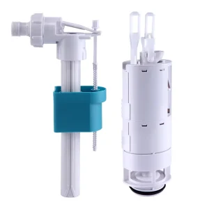 Double Push button Types Fill Valve and Outlet Valve Concealed Cistern Toilet Flushing Mechanisms