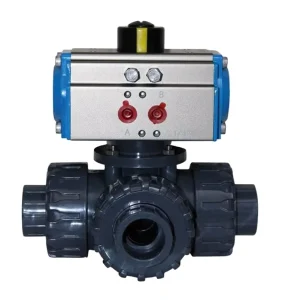 Double Union Socket DN50 2 Inch 3 Way PVC Pneumatic Ball Valve with Actuator