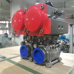 Double acting Pneumatic Actuator 3 Piece Ball Valve Stainless Steel 304 316L
