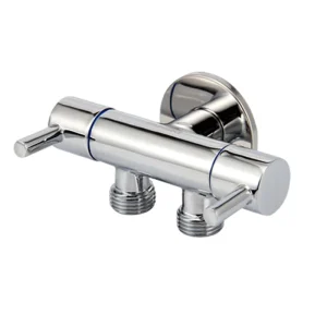Dual Handle 1 In 2 Out Angle Valve Chrome Plated Brass Construction for Water Use Washing Machine Toilet Connection