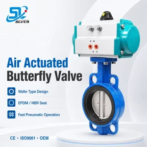Ductile Iron Cast Iron Body SS304 Disc EPDM NBR PTFE Seat Pneumatic Wafer Butterfly Valve